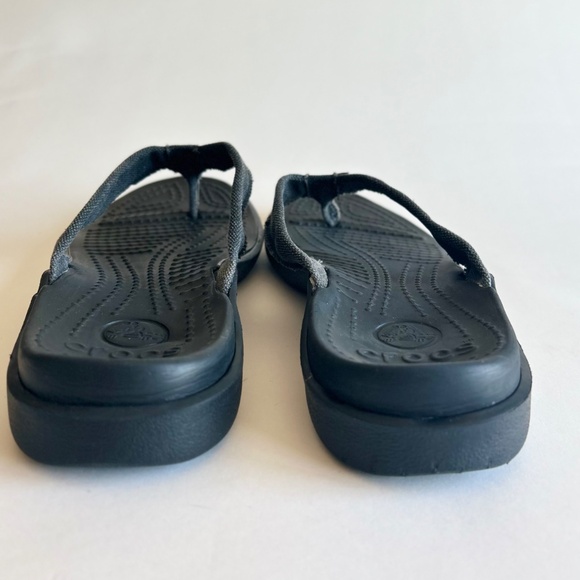 Men’s Crocs Black Canvas Rubber Flip Flops size 8 - Picture 10 of 14
